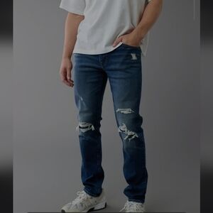 American Eagle Next Level AirFlex Blue Distressed Slim Men's Jeans Size 34X30.